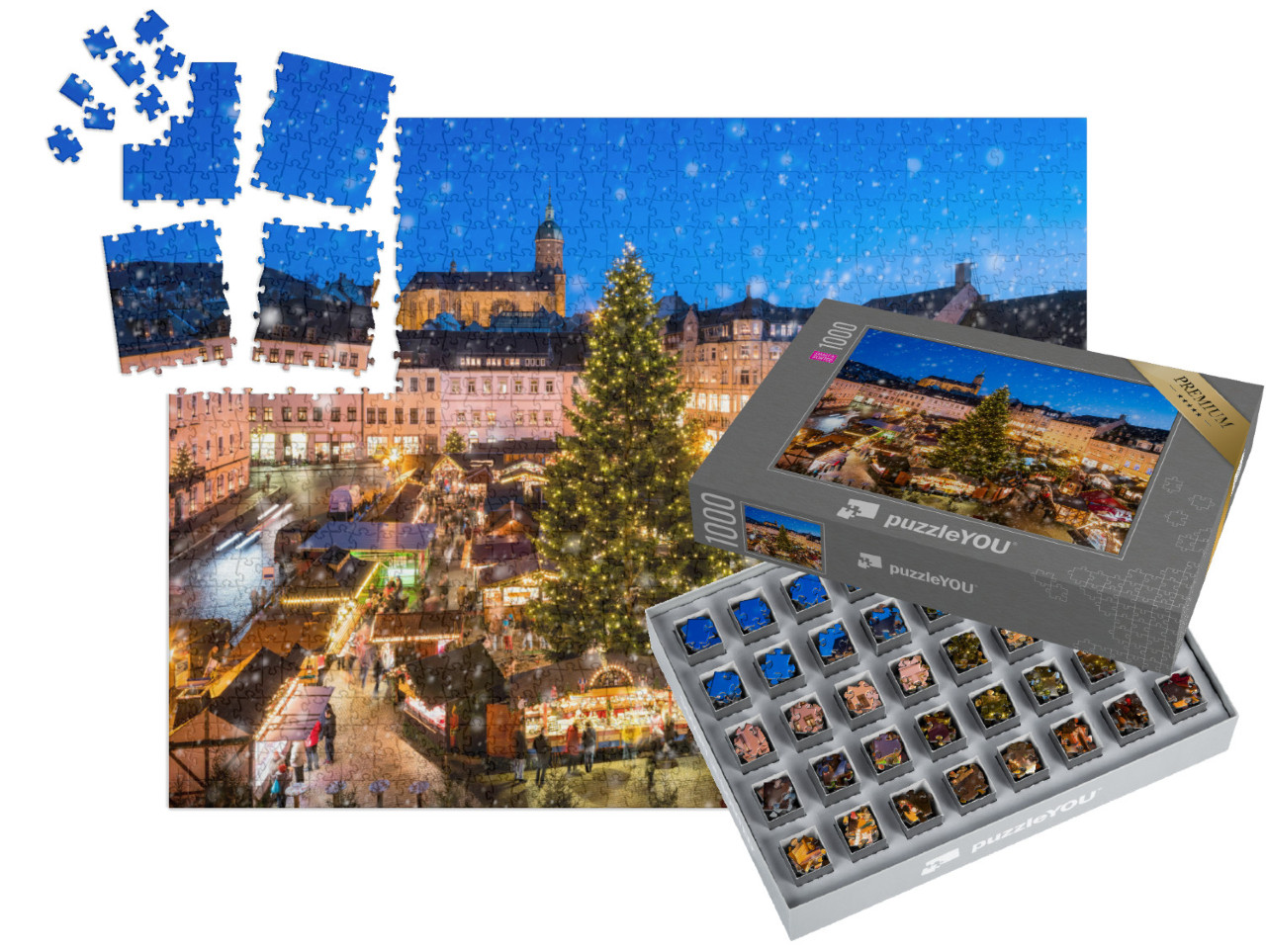 Puzzle „Weihnachtsmarkt in Annaberg-Buchholz im Erzgebirge, Sachsen“ | SMART SORTED® 1000 Teile