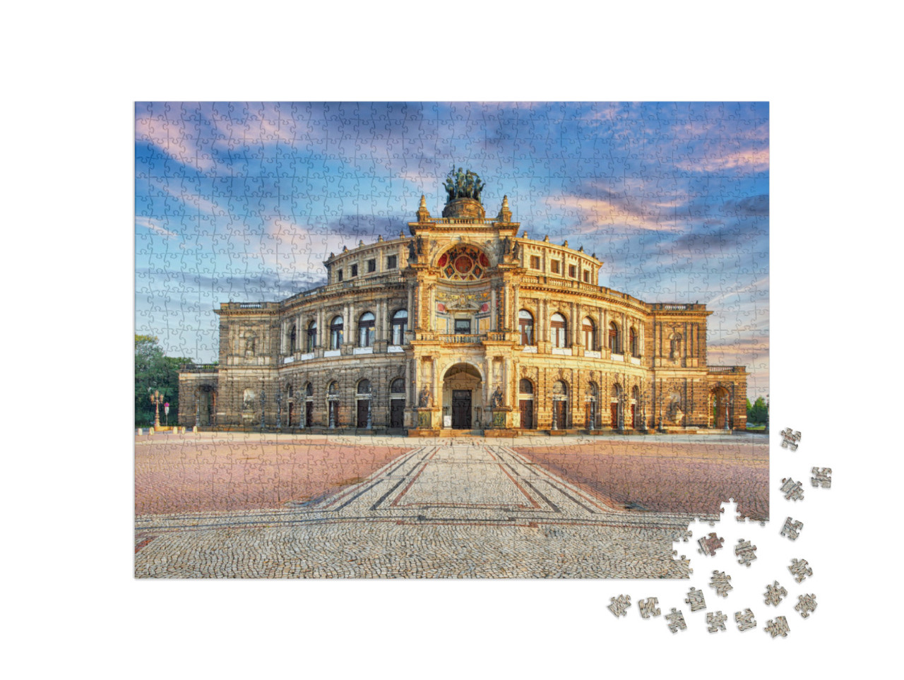 Puzzle 1000 Teile „Semperoper in Dresden bei Nacht, Deutschland“