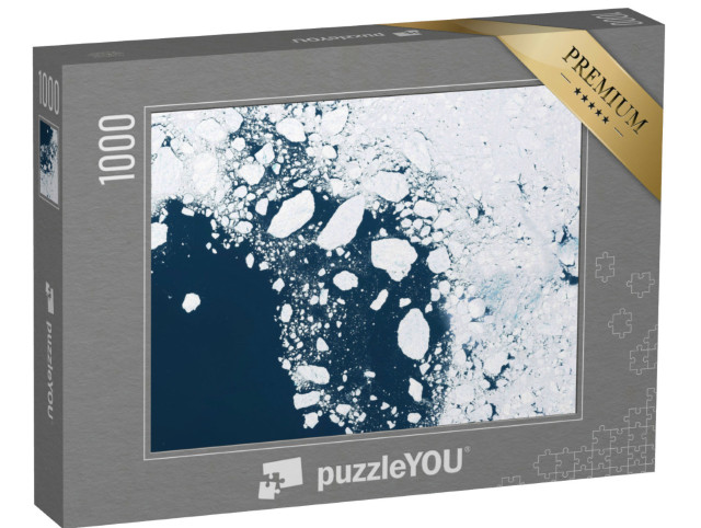 Puzzle 1000 Teile „Gletscher und Eisschmelze: Satellitenbild der nördlichen Regionen“