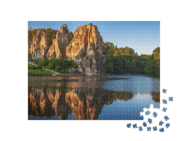 Puzzle 1000 Teile „Teutoburger Wald: Externsteine als einzigartiger Anblick, Nordrhein-Westfalen“