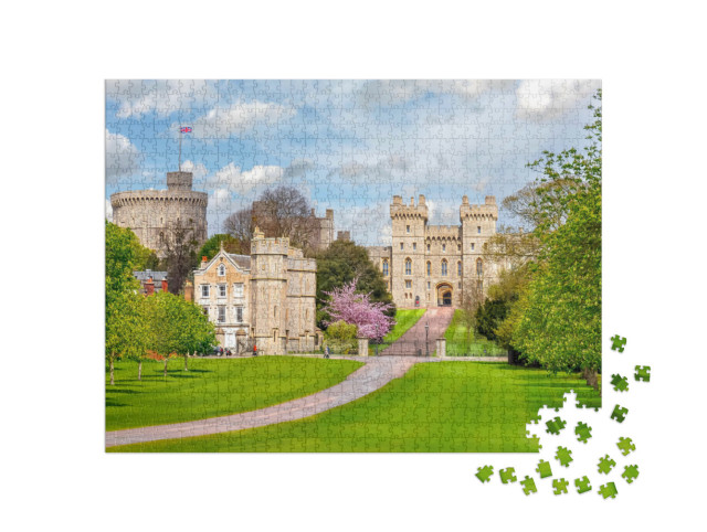 Puzzle 1000 Teile „Schloss Windsor im Frühling, England“