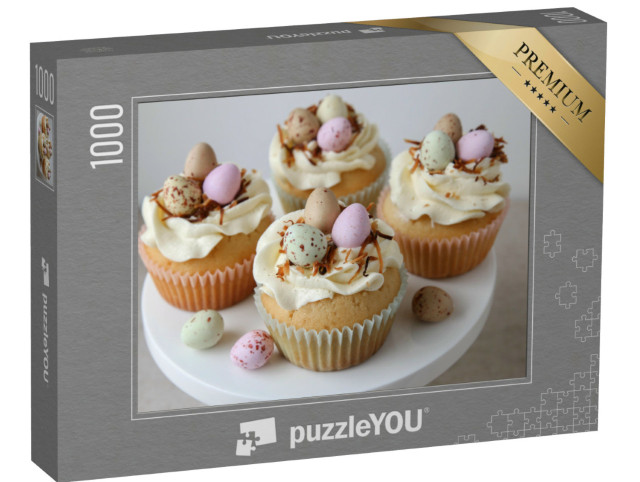 Puzzle 1000 Teile „Süße Cupcakes mit kleinen Wachtelostereiern verziert“