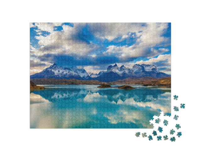 Puzzle 1000 Teile „Blick auf den Sonnenuntergang im Torres del Paine, Patagonien, Chile“