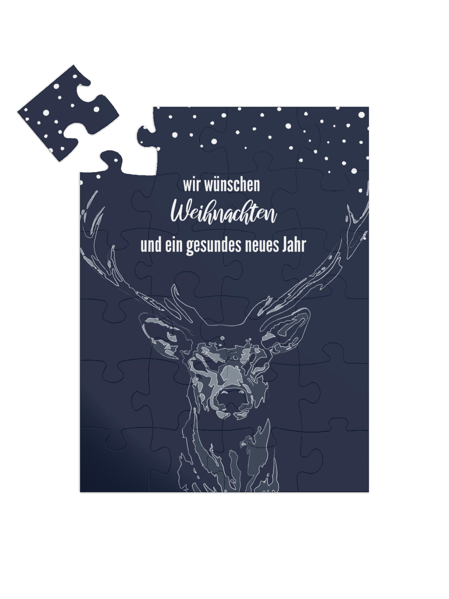 "Raindeer" in Hochformat nachtblau