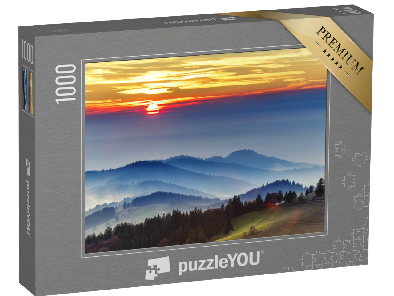Puzzle 1000 Teile „Sonnenuntergang über dem Schwarzwald, Deutschland“