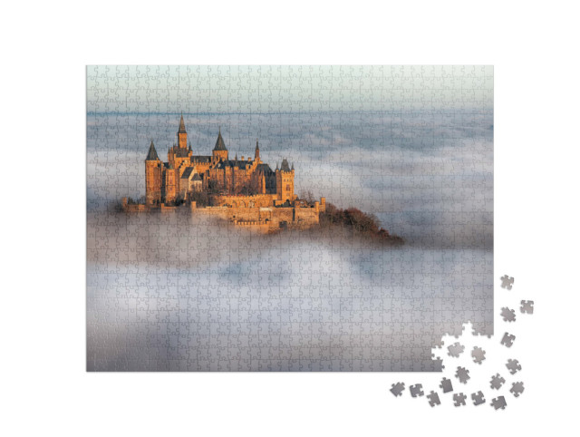 Puzzle 1000 Teile „Deutsche Burg Hohenzollern über den Wolken“