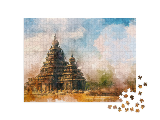 Puzzle 1000 Teile „Tempel von Mahabalipuram, Tamil Nadu, Indien“