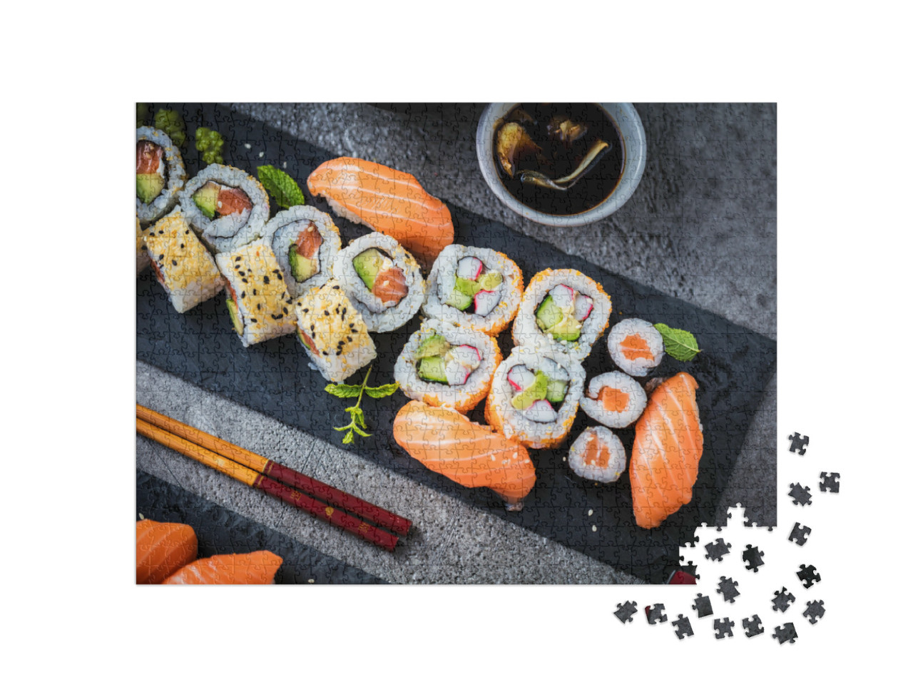 Puzzle 1000 Teile „Sushi mit Lachs, Thunfisch und mehr“