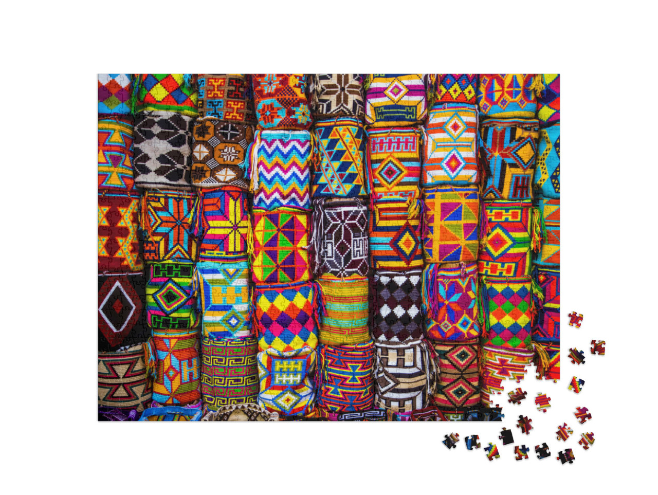 Puzzle 1000 Teile „Bunte kolumbianische Mochilas“