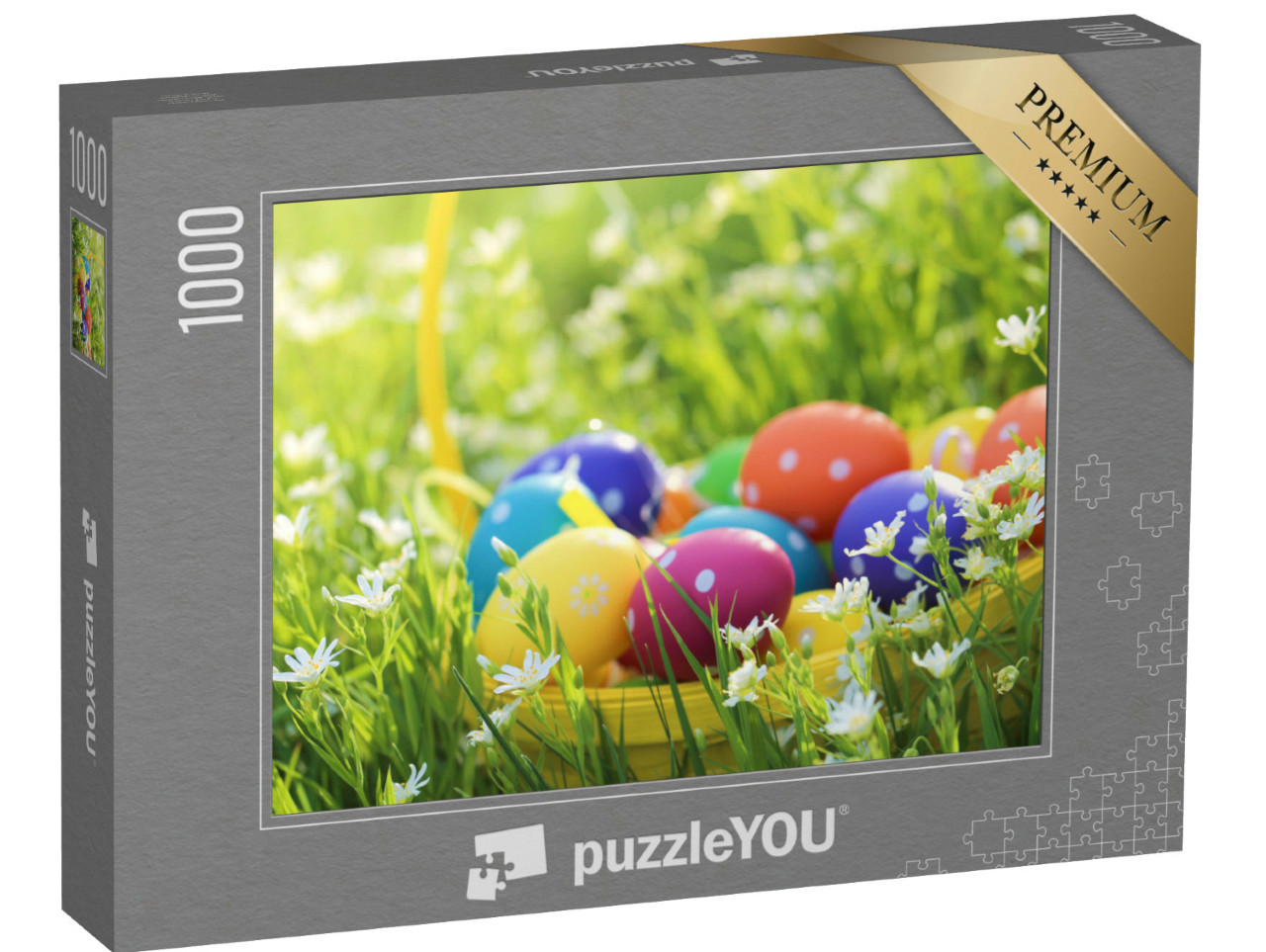 Puzzle 1000 Teile „Wunderschöner Osterkorb im grünen Gras“
