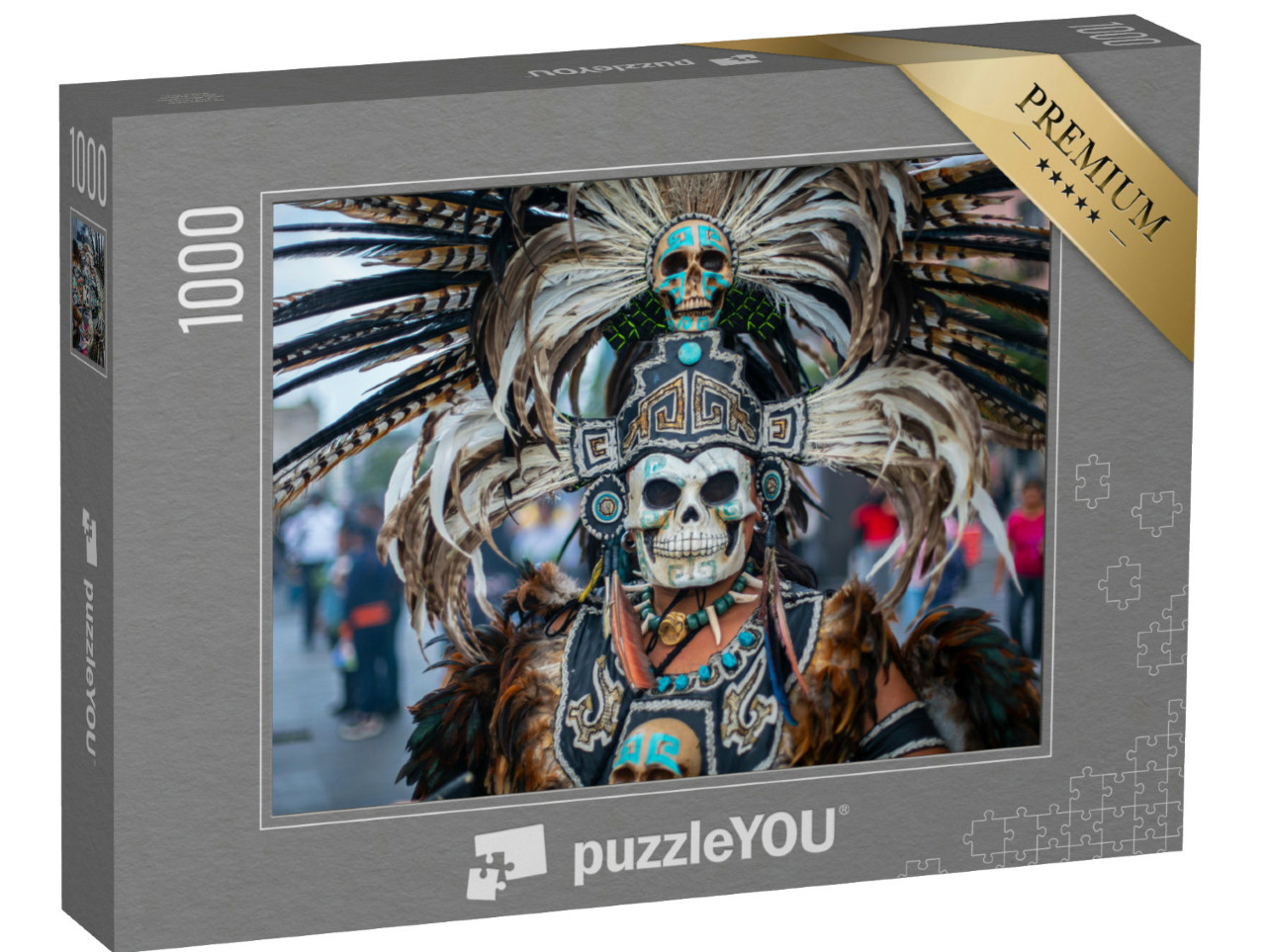 Puzzle 1000 Teile „Tänzerin mit prähispanischen Kostümen auf dem Zocalo von Mexiko-City“