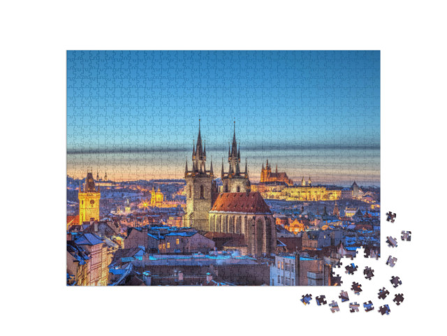 Puzzle 1000 Teile „Blick über das historische Zentrum von Prag“