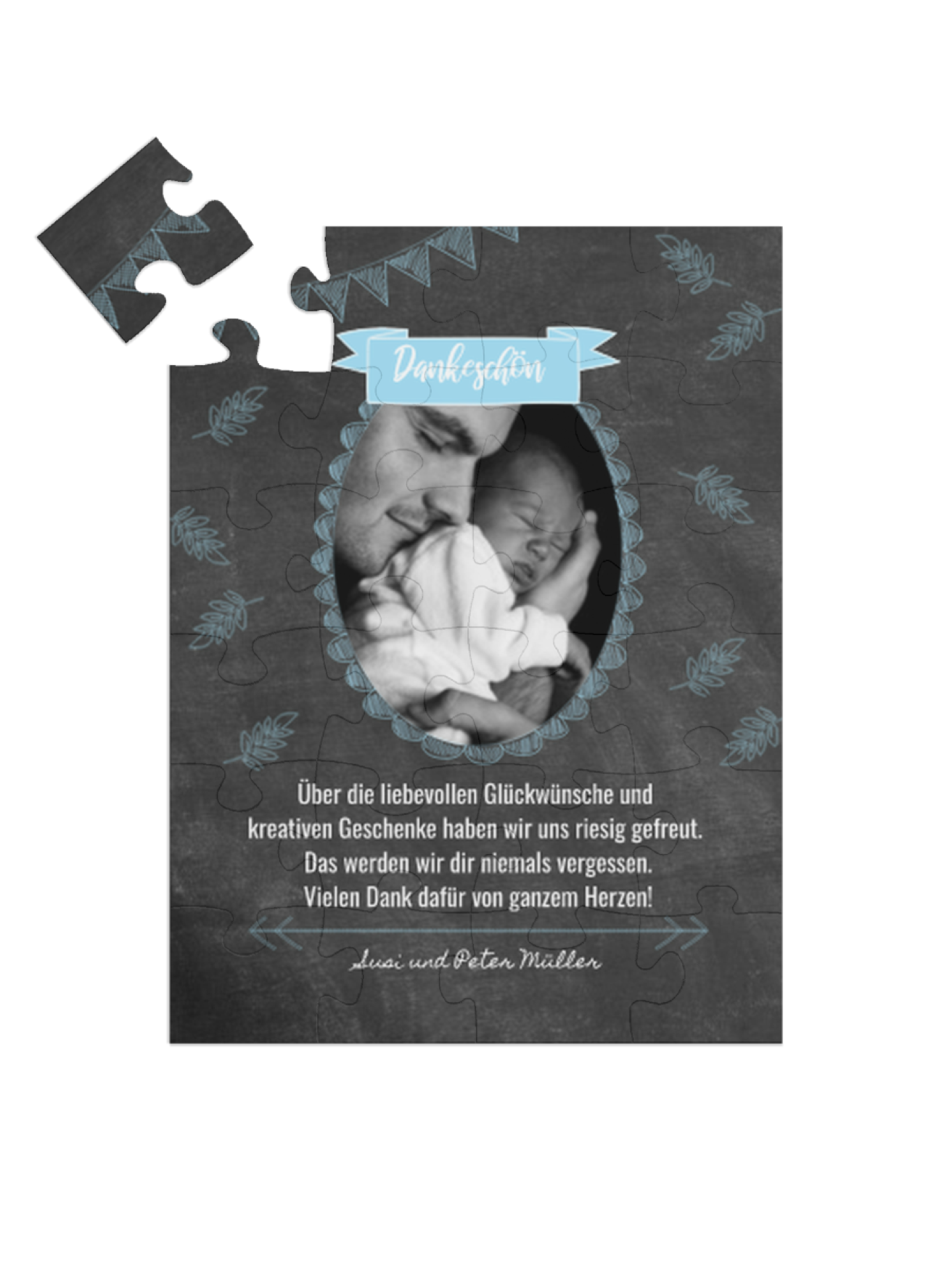"Tafelbild" in Hochformat babyblau