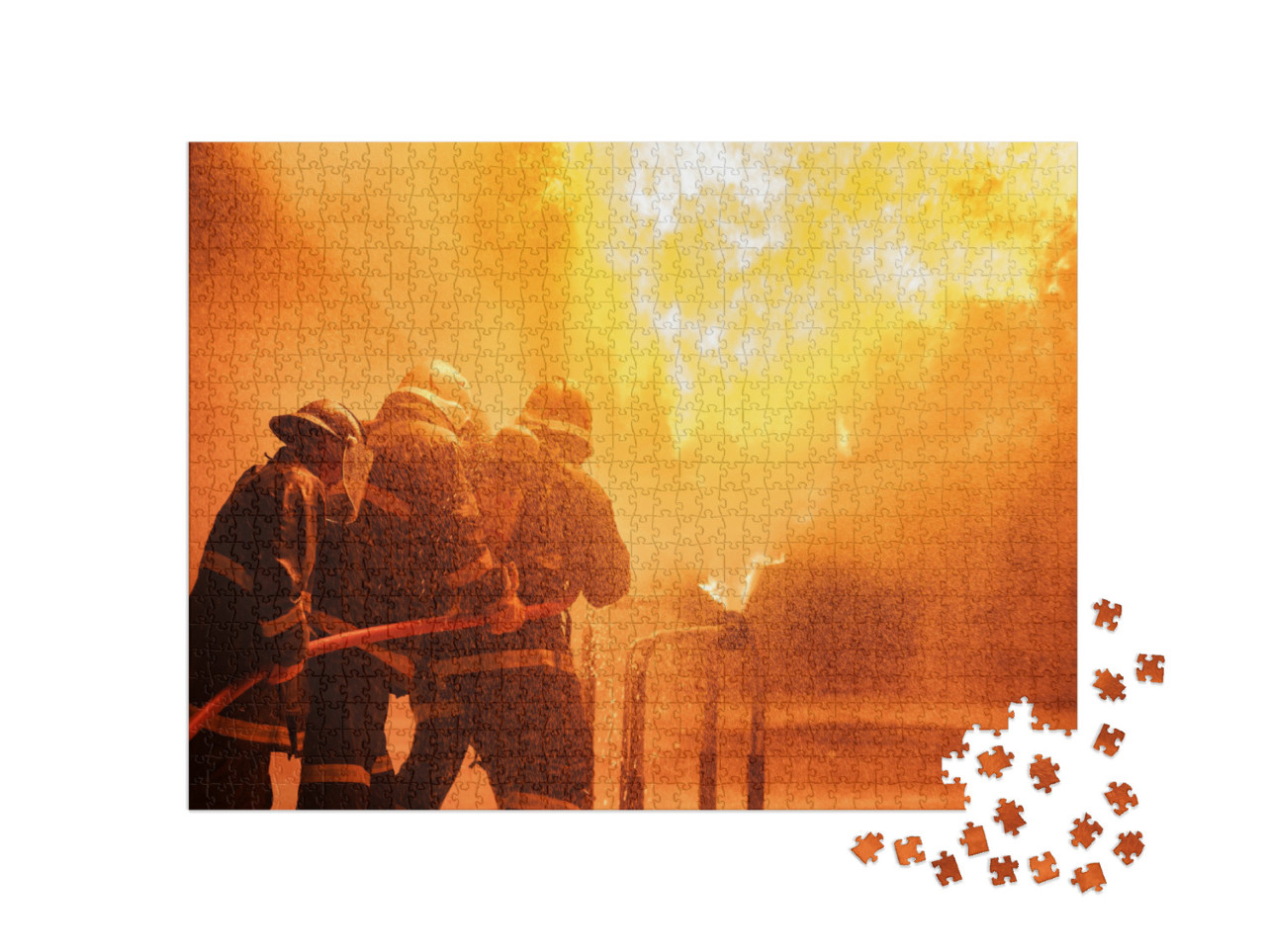 Puzzle 1000 Teile „Feuerwehrmänner bei der Brandbekämpfung“