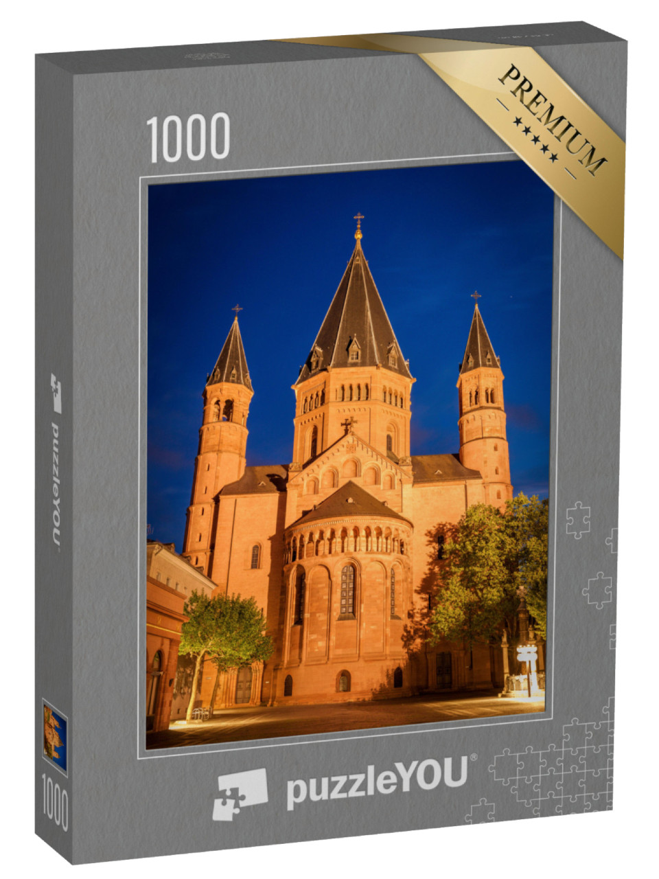 Puzzle 1000 Teile „Der Mainzer Dom am Abend, Rheinland-Pfalz“