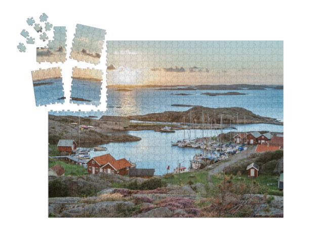 Puzzle „Fischereihafen der schwedischen Schären, Insel Ramsoe“ | SMART SORTED® 1000 Teile