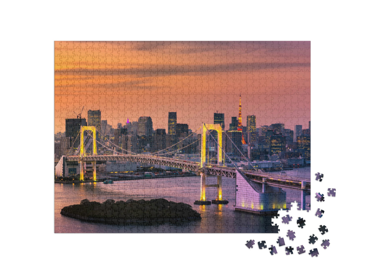 Puzzle 1000 Teile „Bucht von Tokio und Tokyo Tower“
