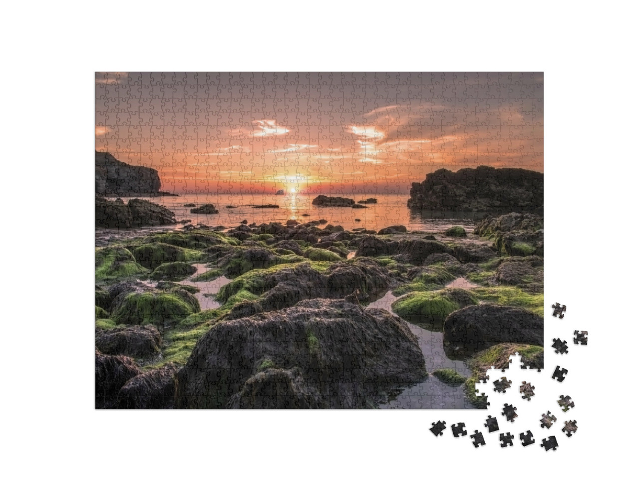 Puzzle 1000 Teile „Sonnenuntergang in Cornwall, England“
