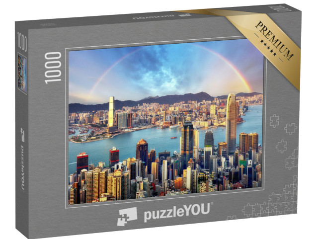 Puzzle 1000 Teile „Regenboge über Hongkong“