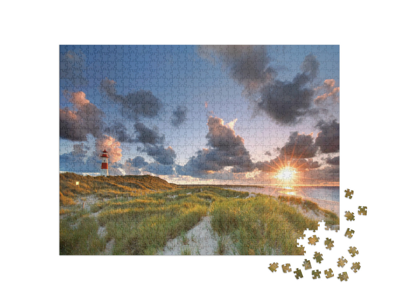 Puzzle 1000 Teile „Leuchtturm List auf der Nordseeinsel Sylt, Deutschland“