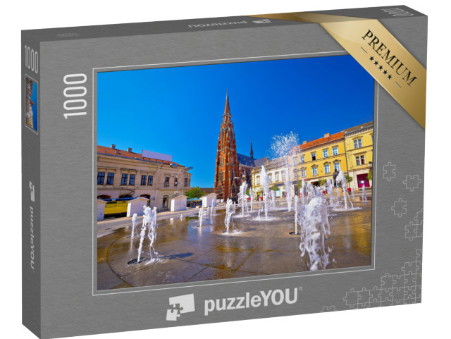 Puzzle 1000 Teile „Osijek: Hauptplatz mit Brunnen und Kathedrale, Kroatien“