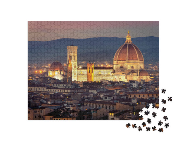 Puzzle 1000 Teile „Stadtbild von Florenz, im Zentrum der Dom auf der Piazza del Duomo“