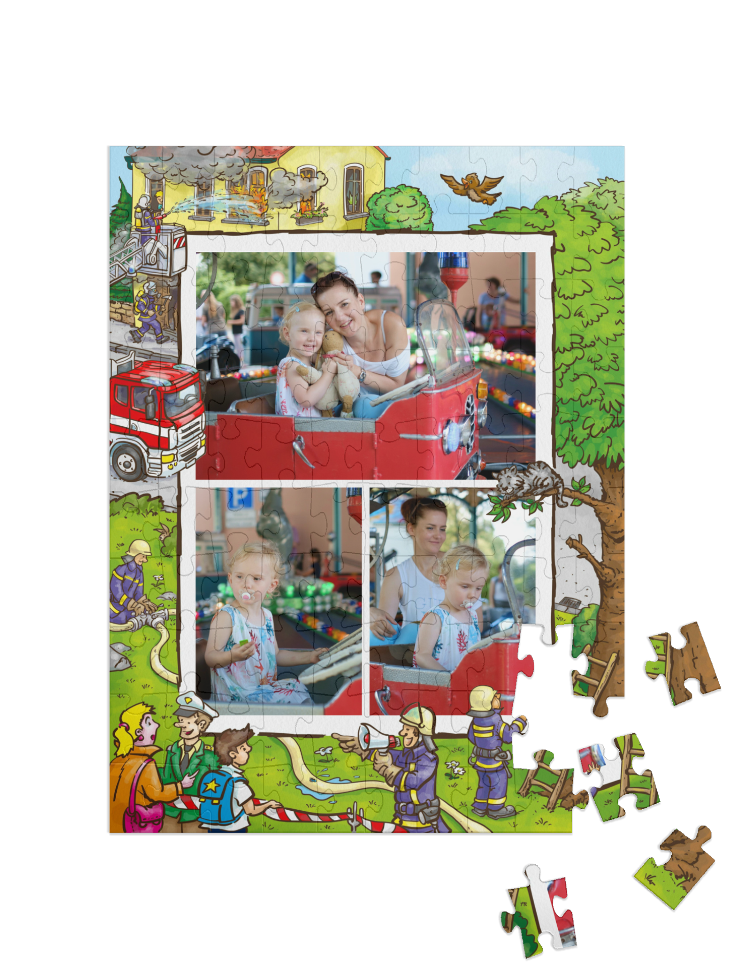„Beim Helfen“ in Hochformat Collage