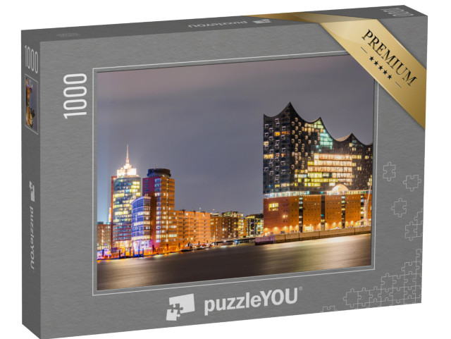 Puzzle 1000 Teile „Elbphilharmonie und Hamburger Hafen bei Nacht“