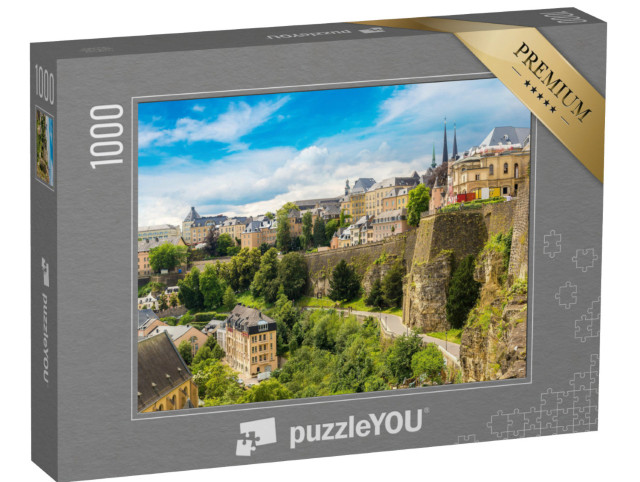 Puzzle 1000 Teile „Panoramaluftbild von Luxemburg an einem schönen Sommertag“