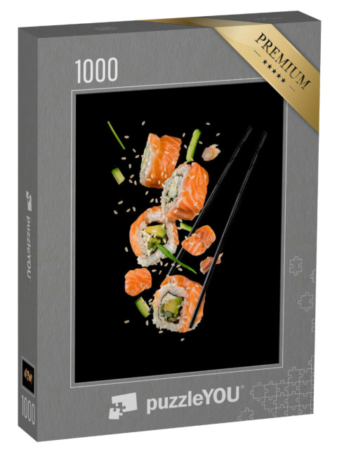 Puzzle 1000 Teile „Sushi-Rollen zwischen Stäbchen“