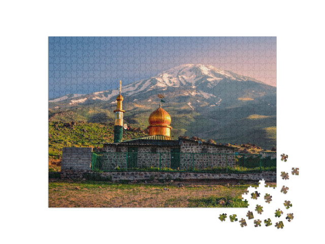 Puzzle 1000 Teile „Moschee unterhalb des Vulkans Damavand, Iran“