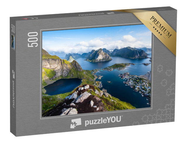 Puzzle 500 Teile „Blick auf atemberaubende Berge der Lofoten, Norwegen“