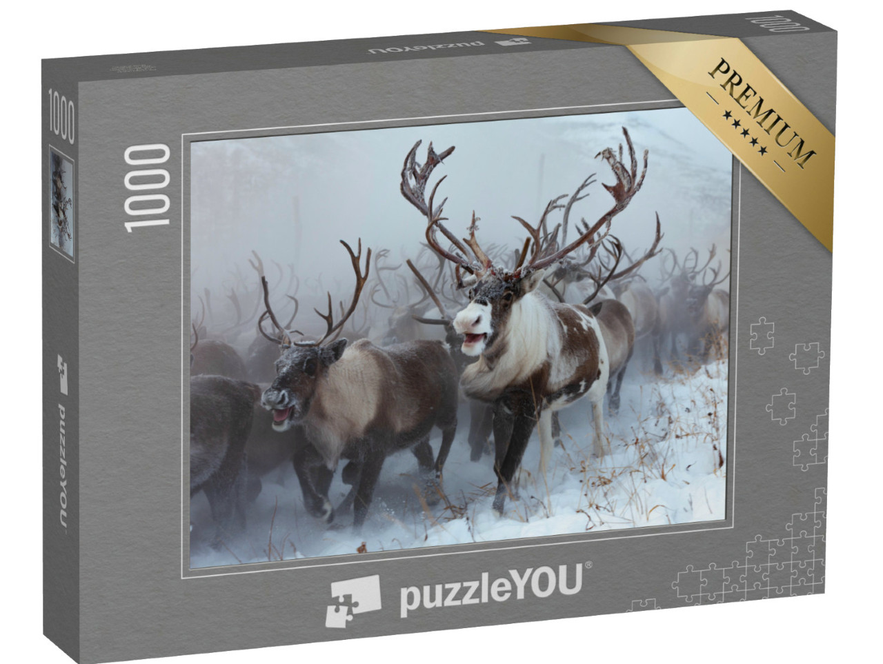 Puzzle 1000 Teile „Rentierherde im Schnee“
