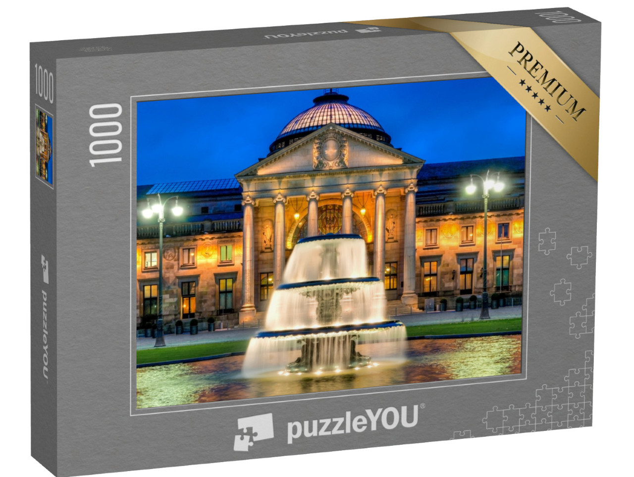 Puzzle 1000 Teile „Das Casino von Wiesbaden am späten Abend“