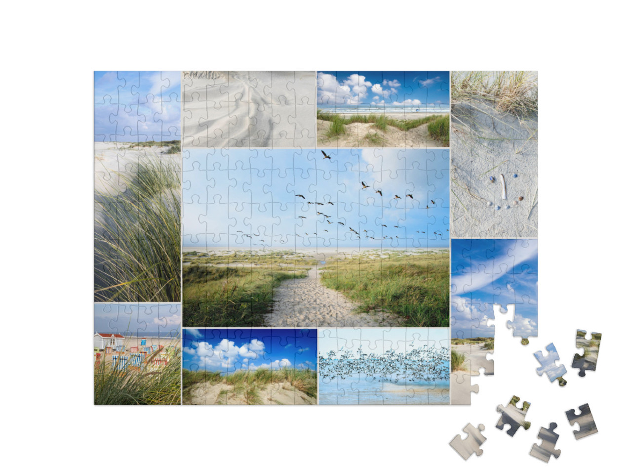 Puzzle 200 Teile „Collage von Impressionen aus Langeoog, Deutschland“