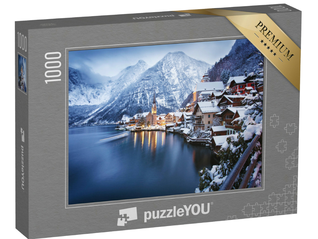 Puzzle 1000 Teile „Winteransicht von Hallstatt, UNESCO-Weltulturerbe, Österreich“