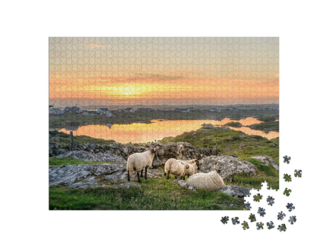 Puzzle 1000 Teile „Sonnenuntergang in Connemara,  Irland“