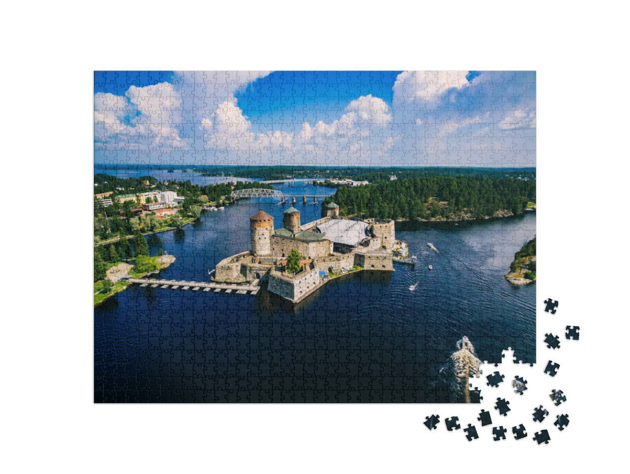 Puzzle 1000 Teile „Mittelalterliche Burg Olavinlinna in Savonlinna, Finnland“