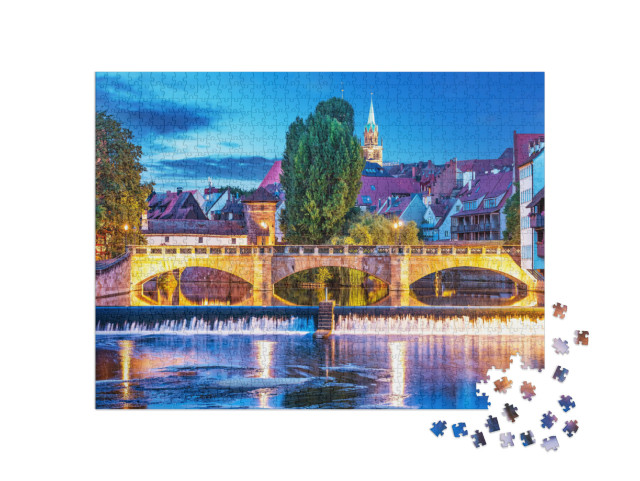 Puzzle 1000 Teile „Sommernacht in der Altstadt von Nürnberg, Deutschland“