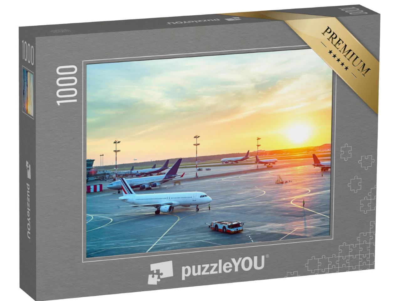 Puzzle 1000 Teile „Flughafen in schönem Sonnenuntergang“