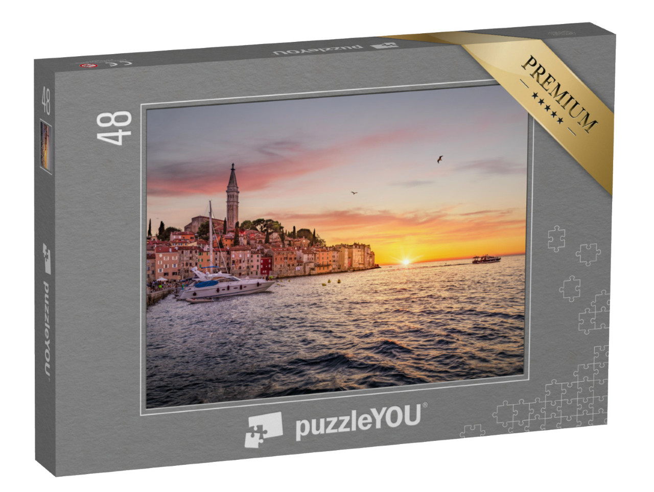 Puzzle 48 Teile „Altstadt von Rovinj bei Sonnenuntergang, Istrien, Kroatien“