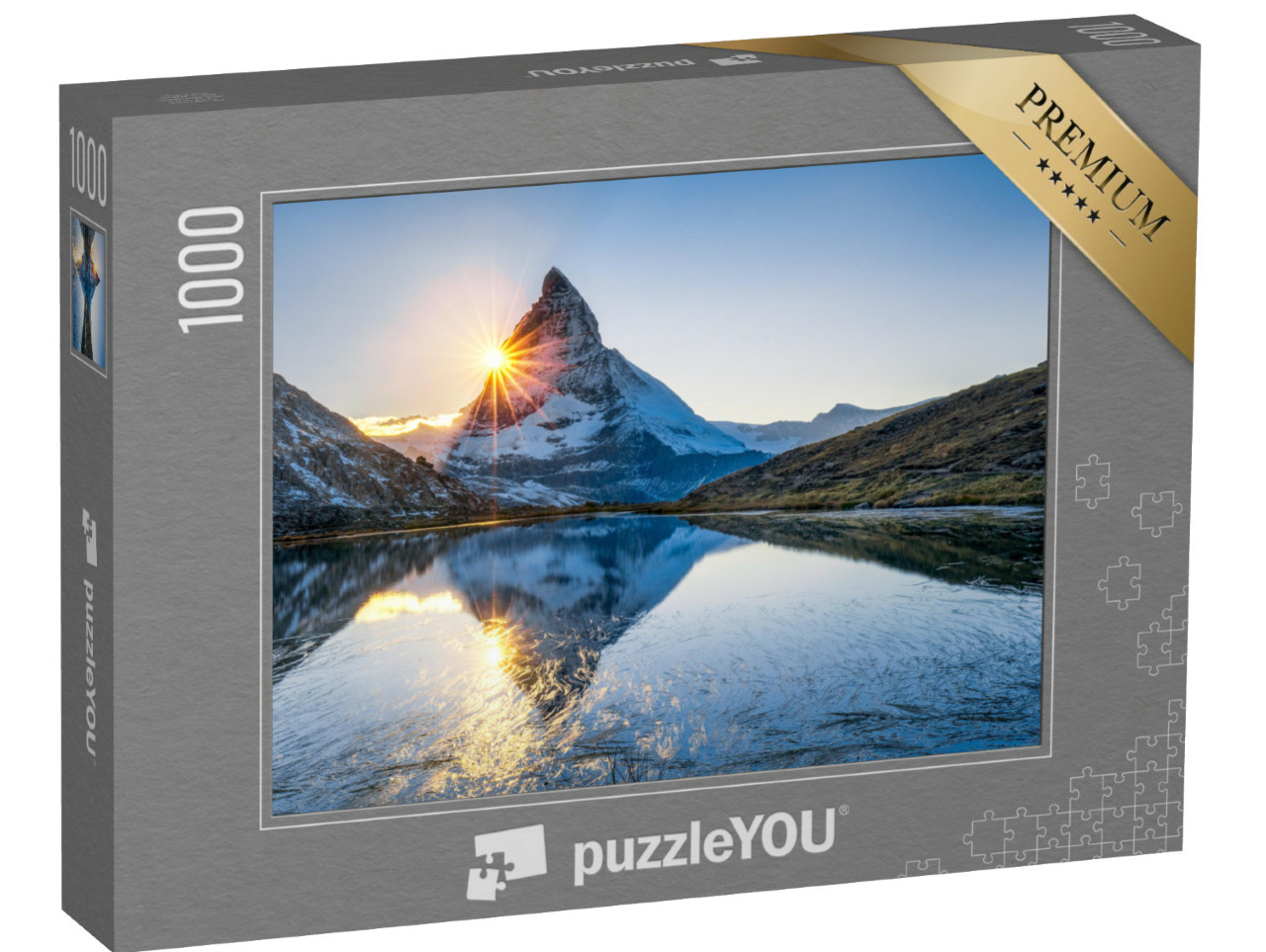 Puzzle 1000 Teile „Riffelsee und Matterhorn im Kanton Wallis, Schweiz“