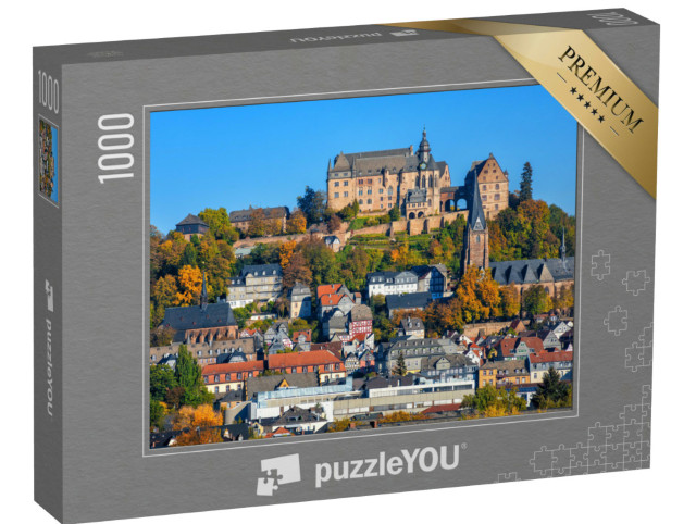 Puzzle 1000 Teile „Marburg an der Lahn: Landgrafenschloss und bunte Fachwerkhäuser“
