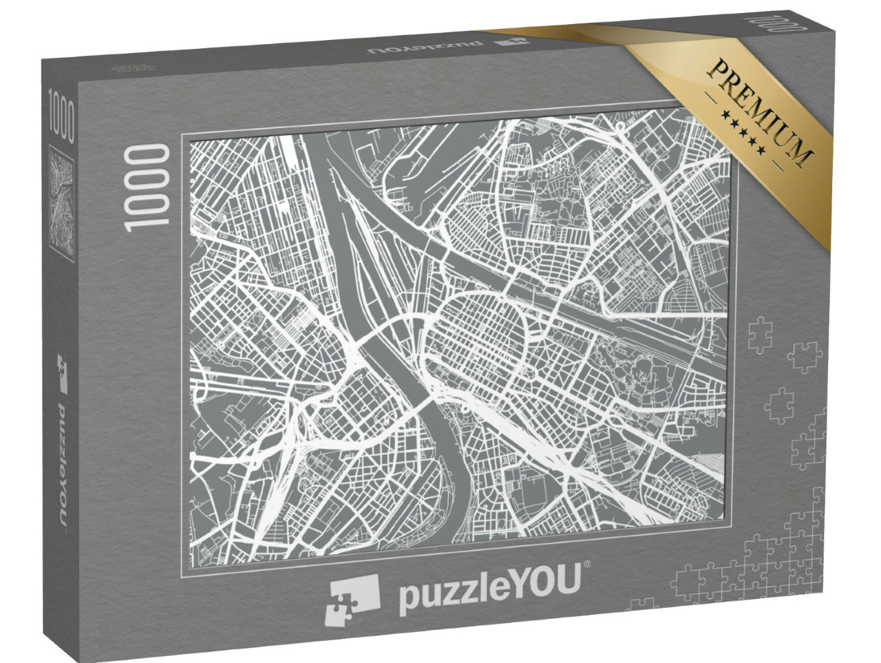 Puzzle 1000 Teile „Urbaner Vektor-Stadtplan von Mannheim, Deutschland“