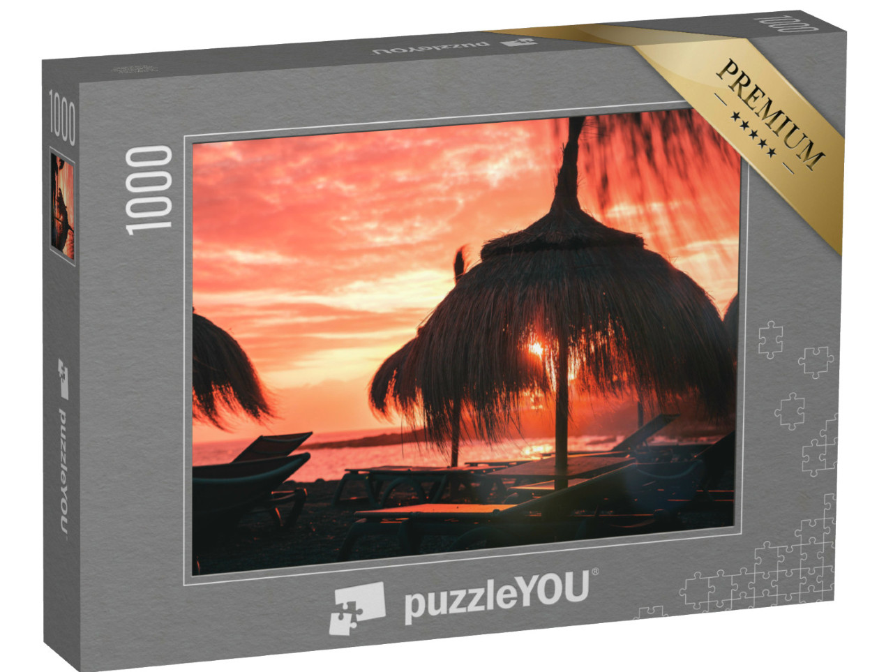 Puzzle 1000 Teile „Glühender Sonnenuntergang am Strand“