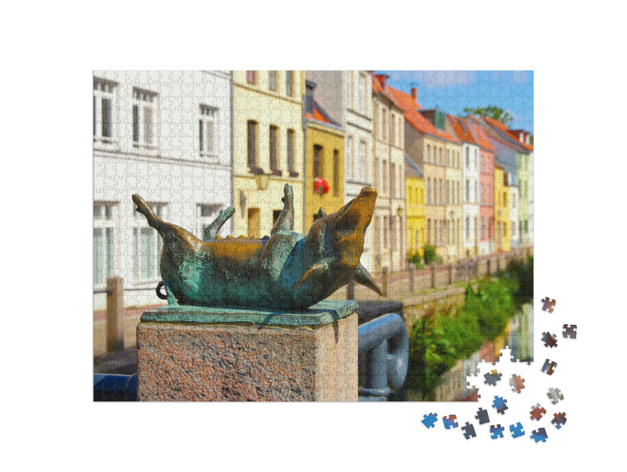Puzzle 1000 Teile „Altstadt von Wismar in Norddeutschland mit Schweinsbrücke“