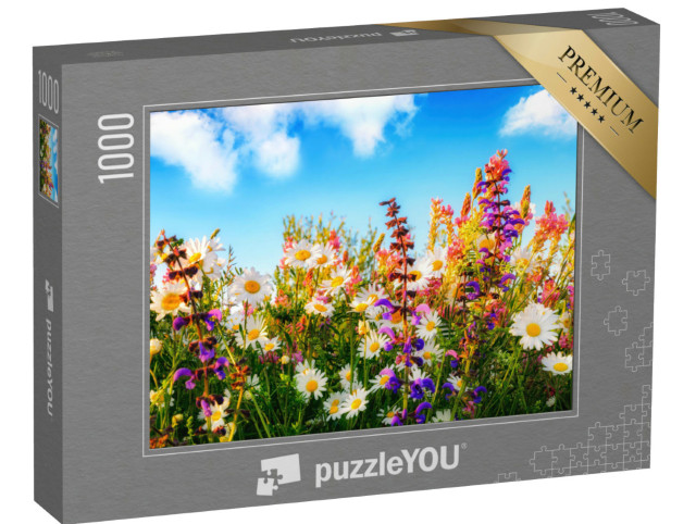 Puzzle 1000 Teile „Bunte Frühlingsblumen auf einer Wiese“