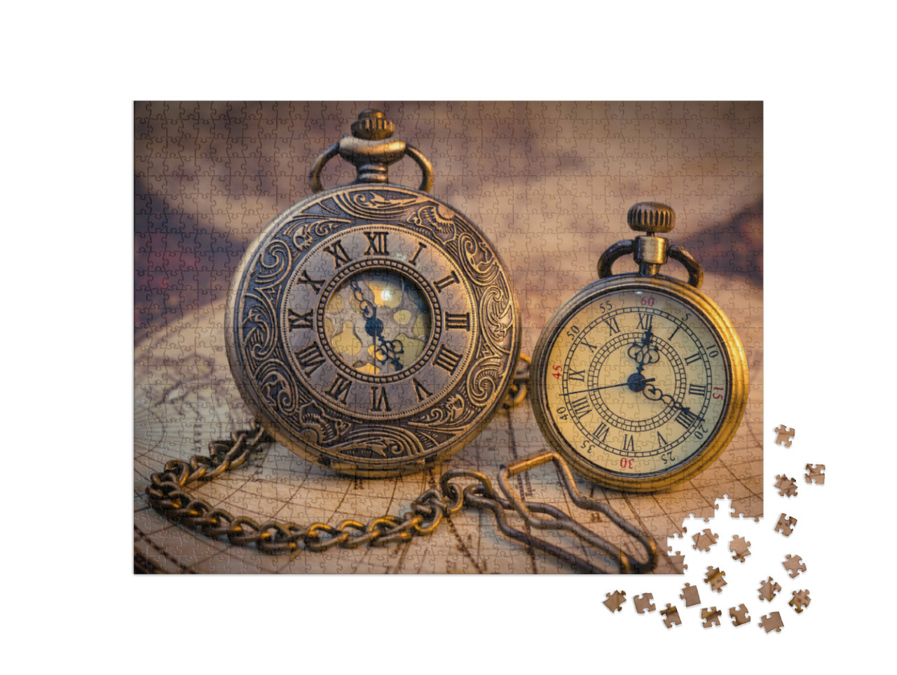 Puzzle 1000 Teile „Vintage-Uhren mit Karte“