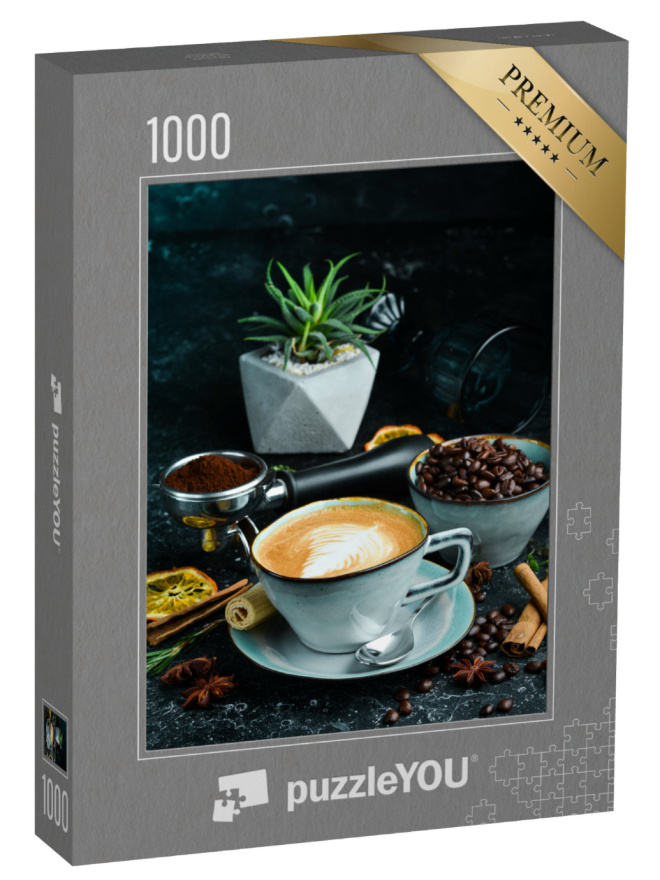 Puzzle 1000 Teile „Frisch aufgebrühter Cappuccino mit Latte-Art“