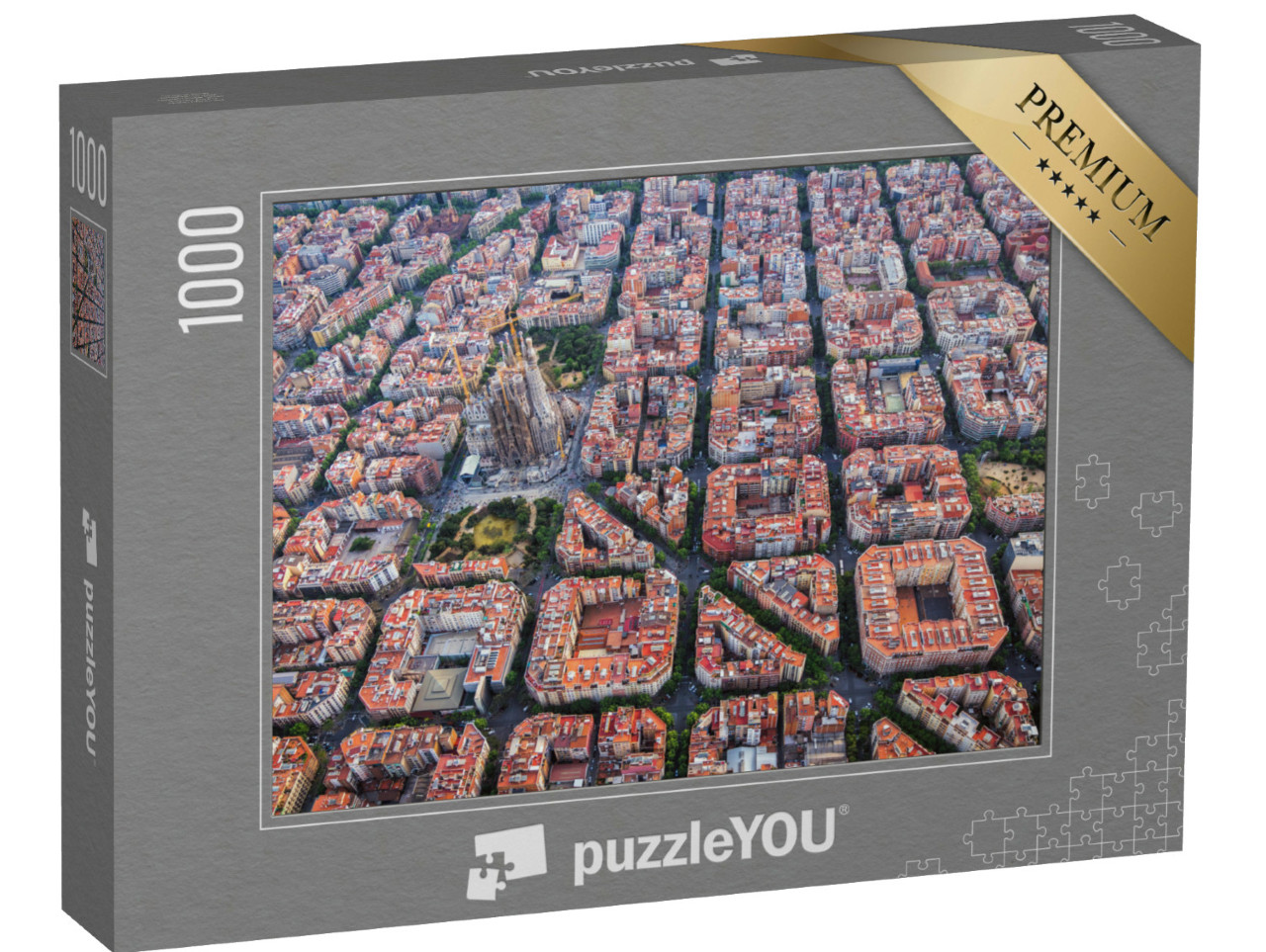 Puzzle 1000 Teile „Luftaufnahme von Barcelona mit der berühmten Sagrada Familia, Spanien“